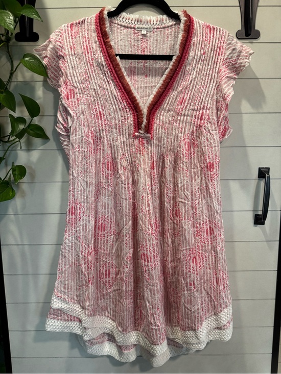 Poupette St. Barth Dresses & Skirts - Poupette St. Barth Pink and White Printed V-Neck Mini Dress